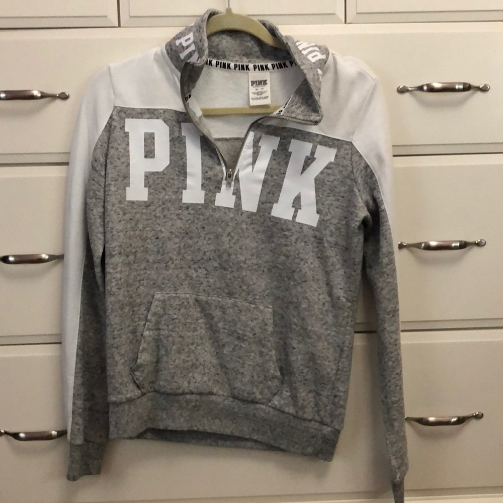 pink quarter zip up